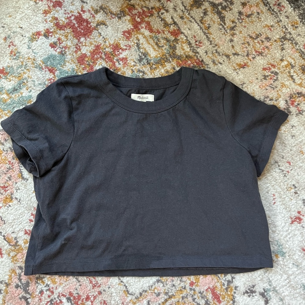 Madewell Black Cropped Crewneck Tee